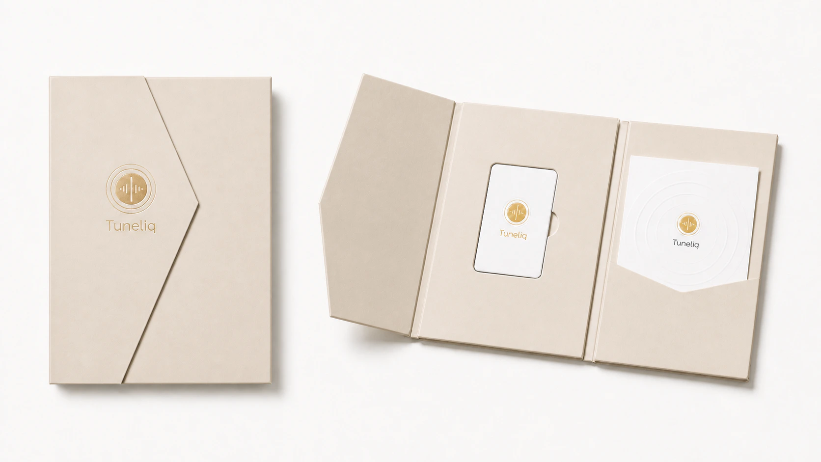 Tuneliq Card presented with its gift box and accessories